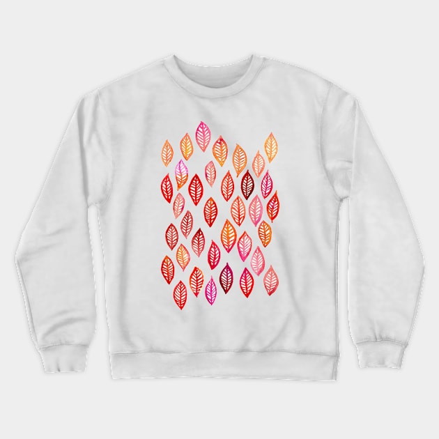 Watercolor Leaf Pattern in Autumn Colors Crewneck Sweatshirt by micklyn